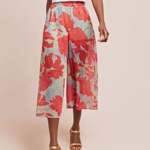 Anthropologie Red Carter peonie patterned cropped pants